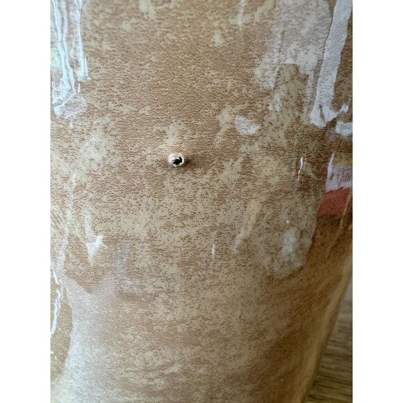 George Briard Vintage Tan Ice Bucket With Lid & Gold Handle 11" Tall Signed - Picture 5 of 7